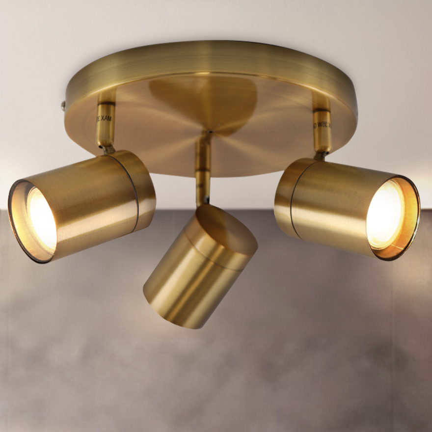 Plafonnier salle de bain laiton moderne, Ciara, IP44