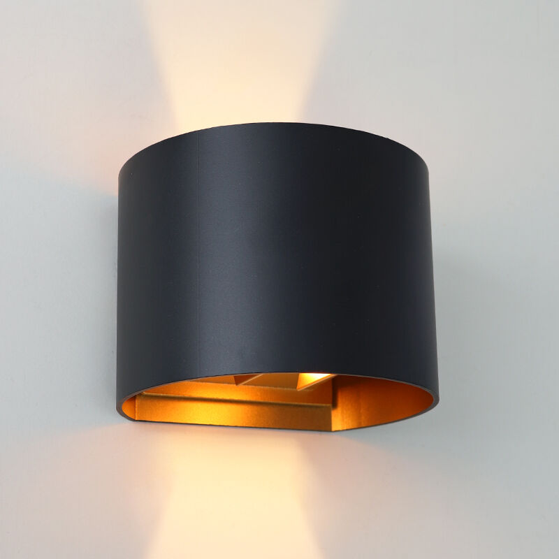 Applique up and down noire avec intérieur doré, Dion, 6W, 2700K LED, IP65