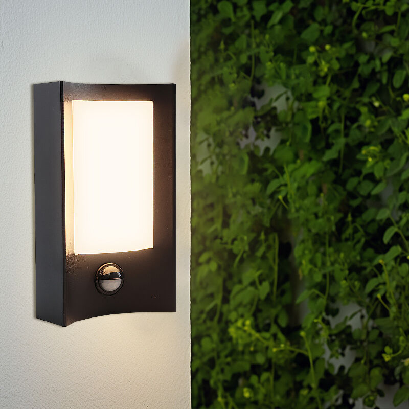 Applique extérieur avec détecteur de mouvement noire moderne, Loris, 6W, 3000K LED, IP44