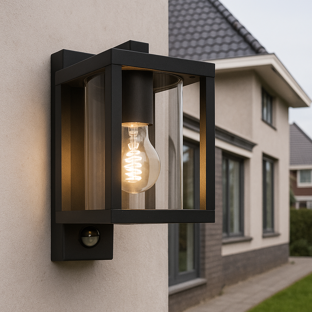 Applique extérieur avec détecteur de mouvement noire moderne, Amalie, IP54