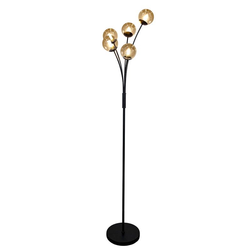 Lampadaire ambre design, Stacy, avec interrupteur