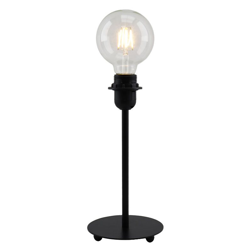 Lampe de table sans abat-jour noire en métal, Eileen, avec interrupteur