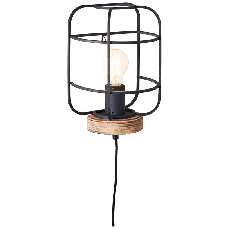 Applique murale en bois noire, Taede, avec interrupteur