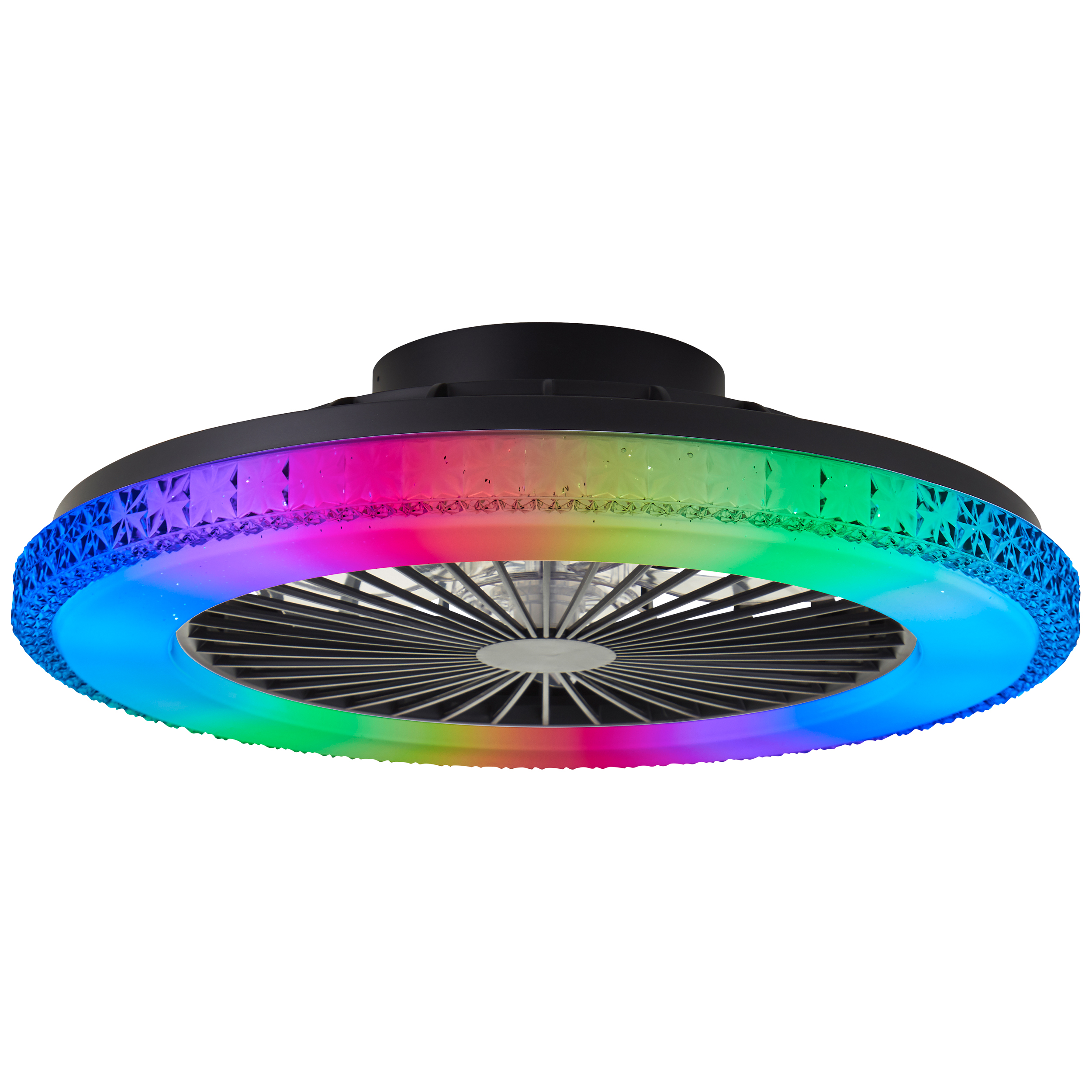 Ventilateur de plafond noir moderne, Baki, 40W, RGBW LED, avec télécommande