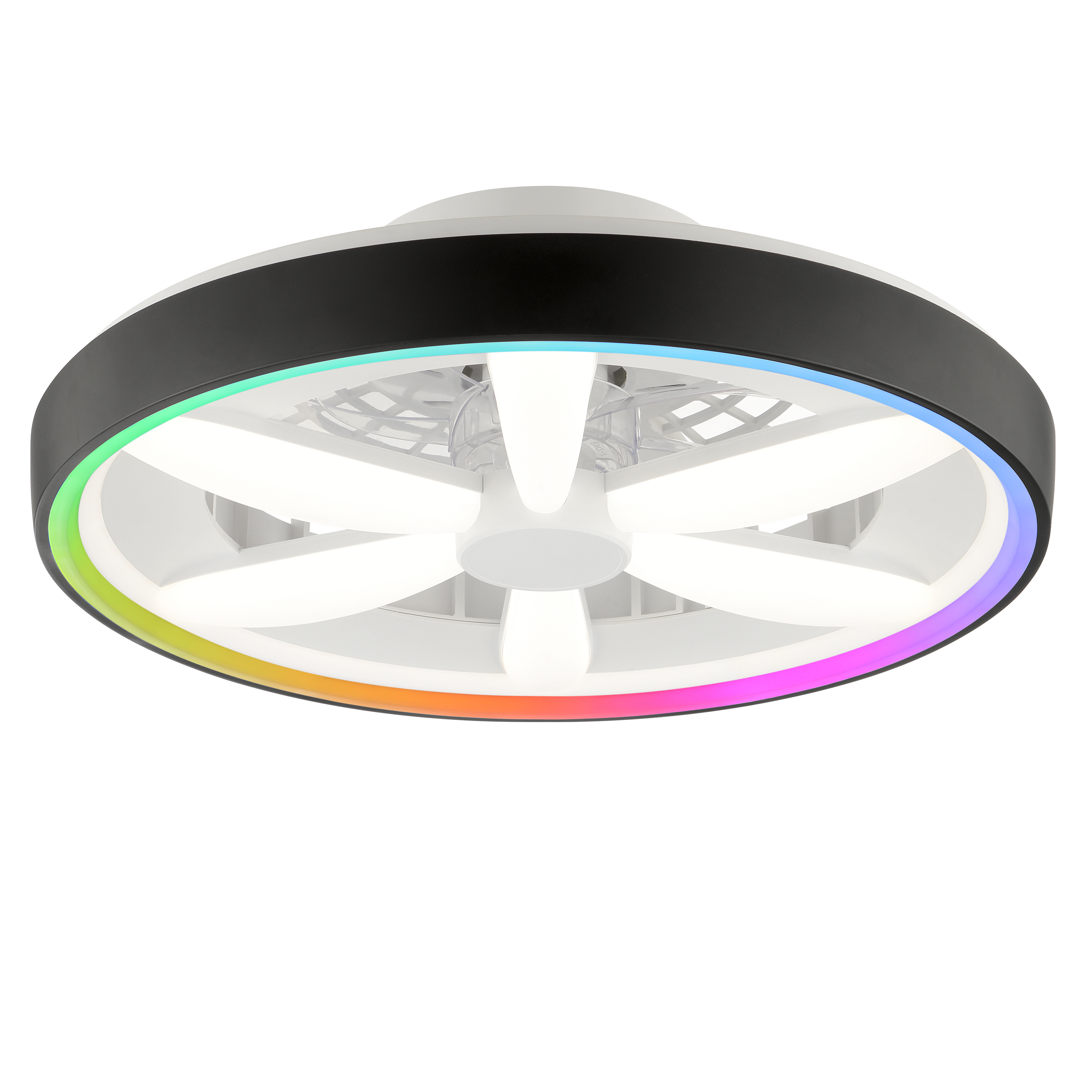 Ventilateur de plafond noir en plastique, Roos, 48W, RGBW LED, avec télécommande