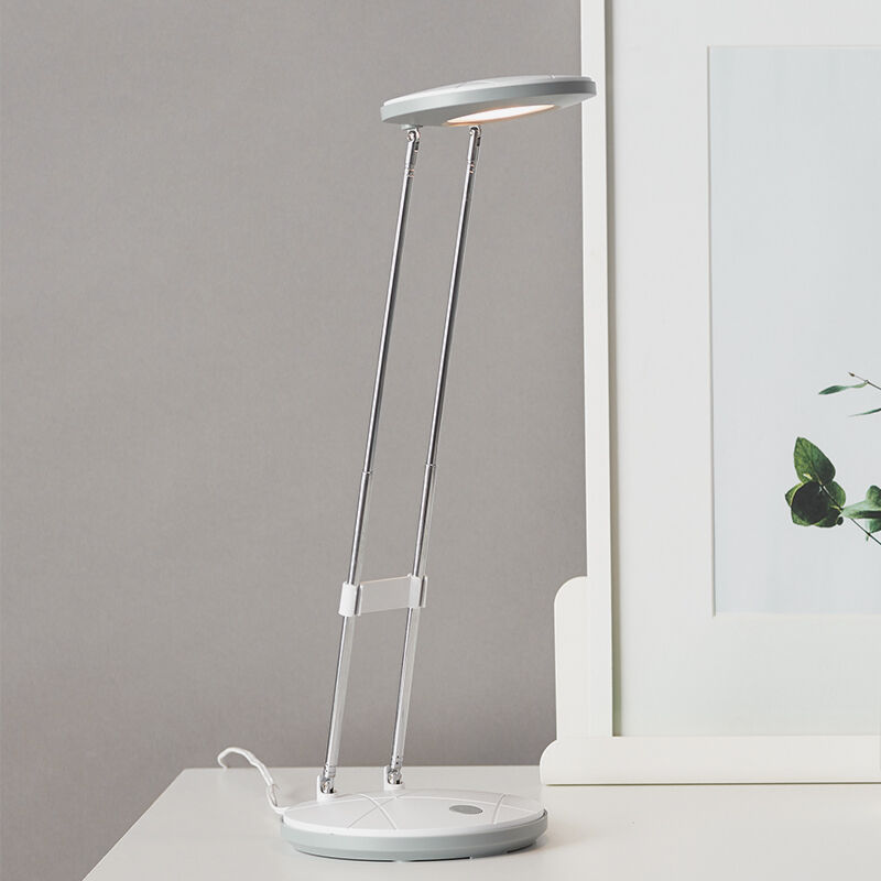 Lampe de bureau blanche en plastique, Mariama, 3,3W, 3000K LED, avec interrupteur