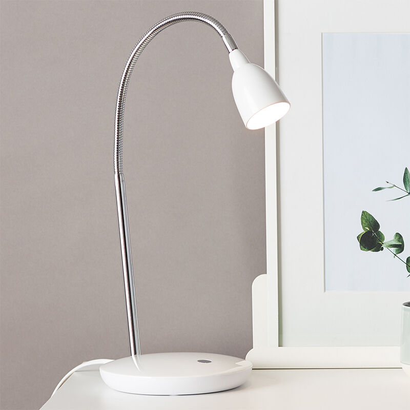 Lampe de bureau blanche en plastique, Kit, 3W, 3000K LED, avec interrupteur