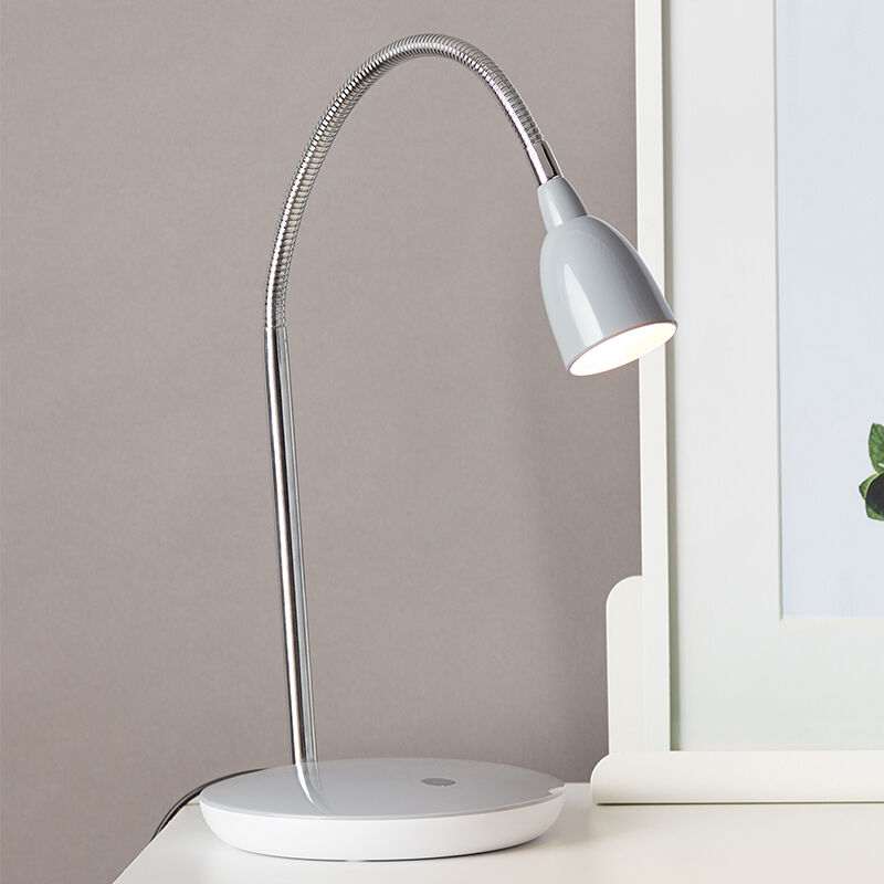 Lampe de bureau grise en plastique, Kit, 3W, 3000K LED, avec interrupteur