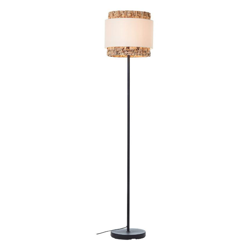 Lampadaire marron rustique, Vibeke, avec interrupteur