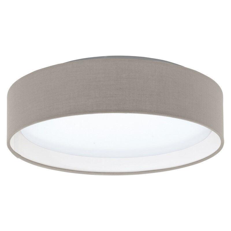 Lampe plafond taupe en tissu, Abano, 12W, 3000K LED