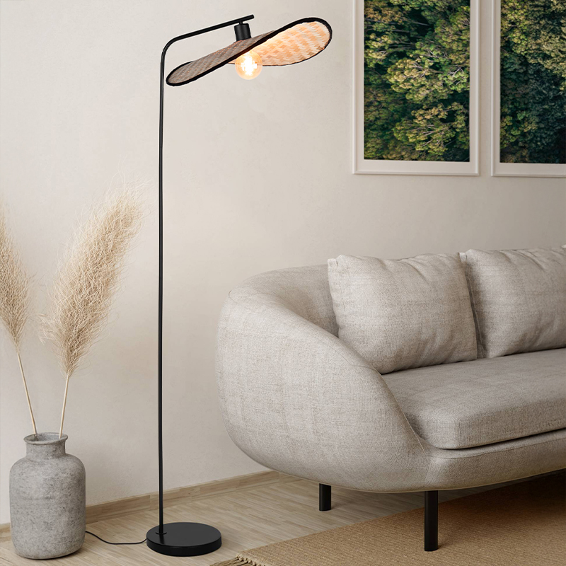 Lampadaire marron en bois, Jillah, avec interrupteur