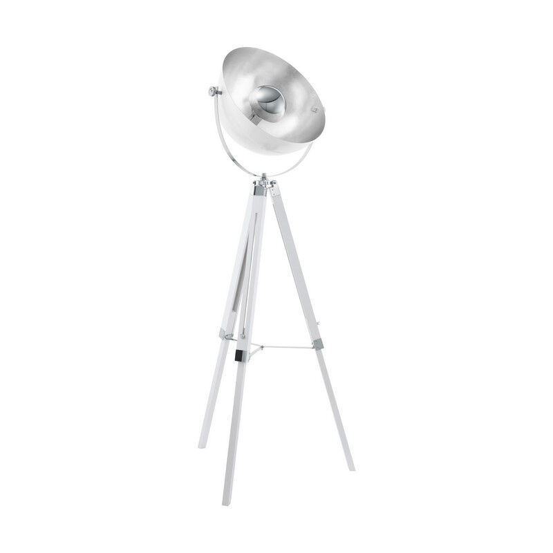 Lampadaire trépied blanc en acier, Nickolas, avec interrupteur