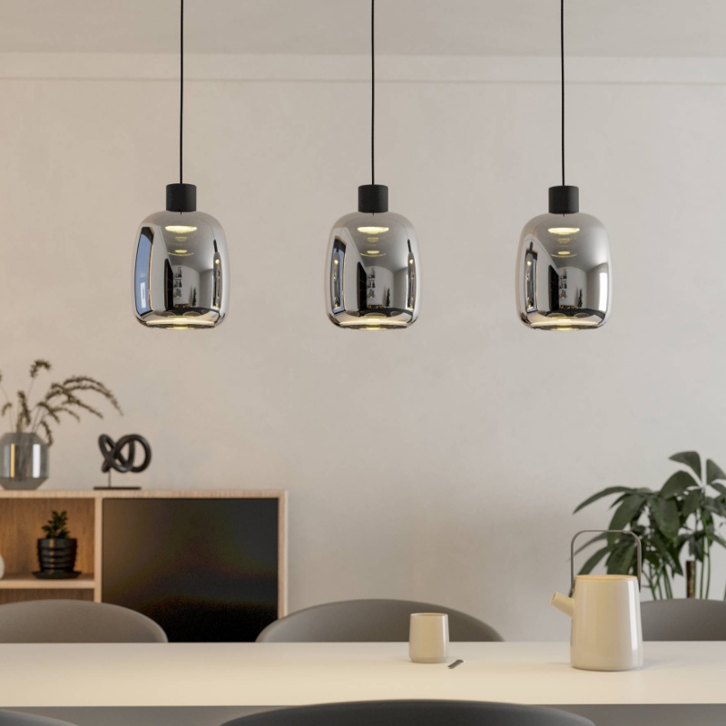 Suspension connectée noire en verre, Tamika, 3,7W, RGBW LED
