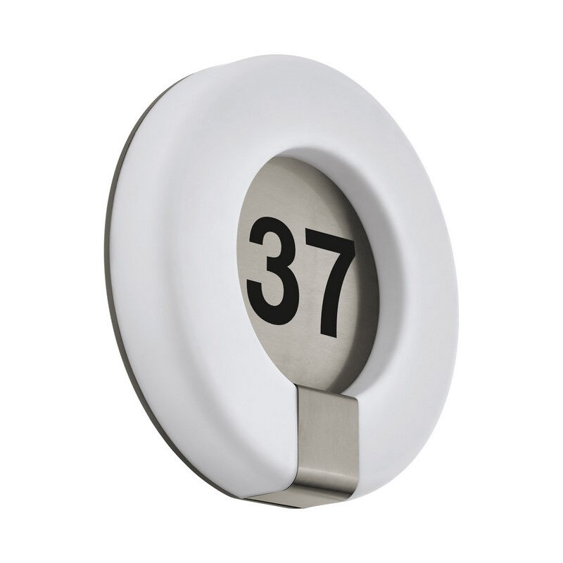 Numéro de maison lumineux blanc en plastique, Evin, 15W, blanc chaud à froid réglable LED, IP44, avec télécommande
