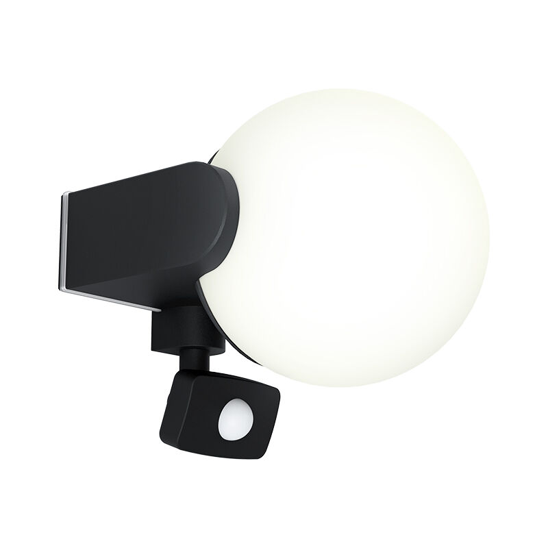 Applique extérieur avec détecteur de mouvement noire en aluminium, Lydia, IP44