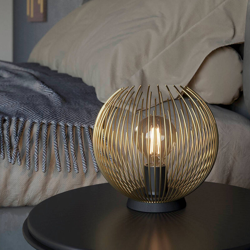 Lampe de table dorée en aluminium, Keimpe, avec interrupteur