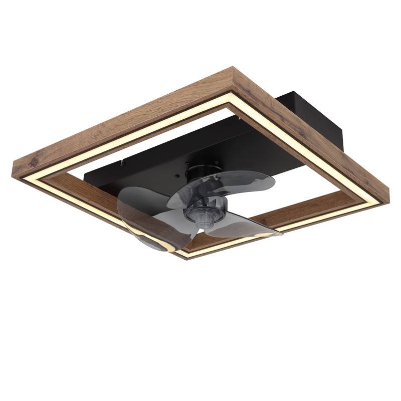 Ventilateur de plafond marron en plastique, Lamyea, 24W, blanc chaud à froid réglable LED, avec télécommande