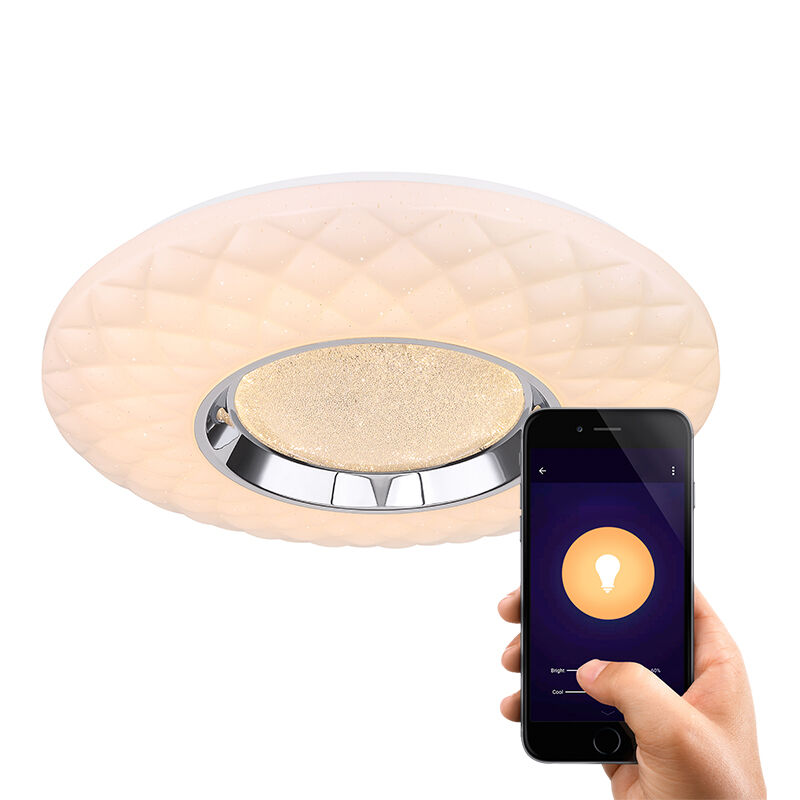 Plafonnier connecté blanc en métal, Aldin, 30W, blanc chaud à froid réglable LED