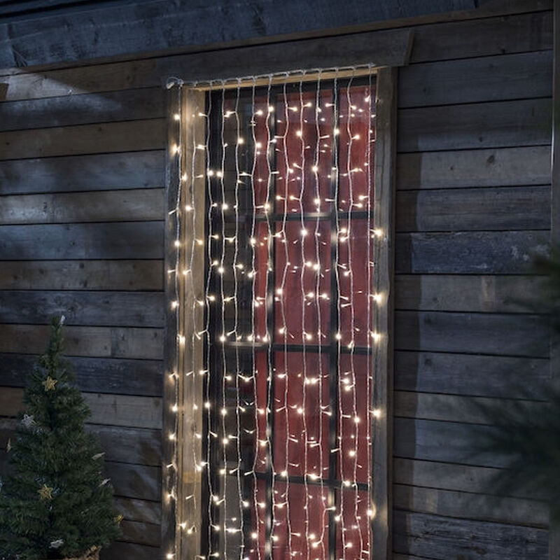 Rideau lumineux de Noël, 2,25 x 1,5 mètres, blanc chaud, IP44, avec 12 fonction contrôleur