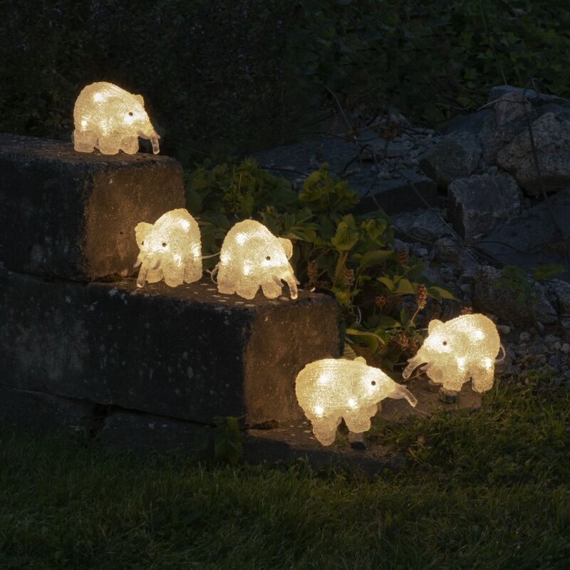 5 éléphants LED, pour l'intérieur et l'extérieur