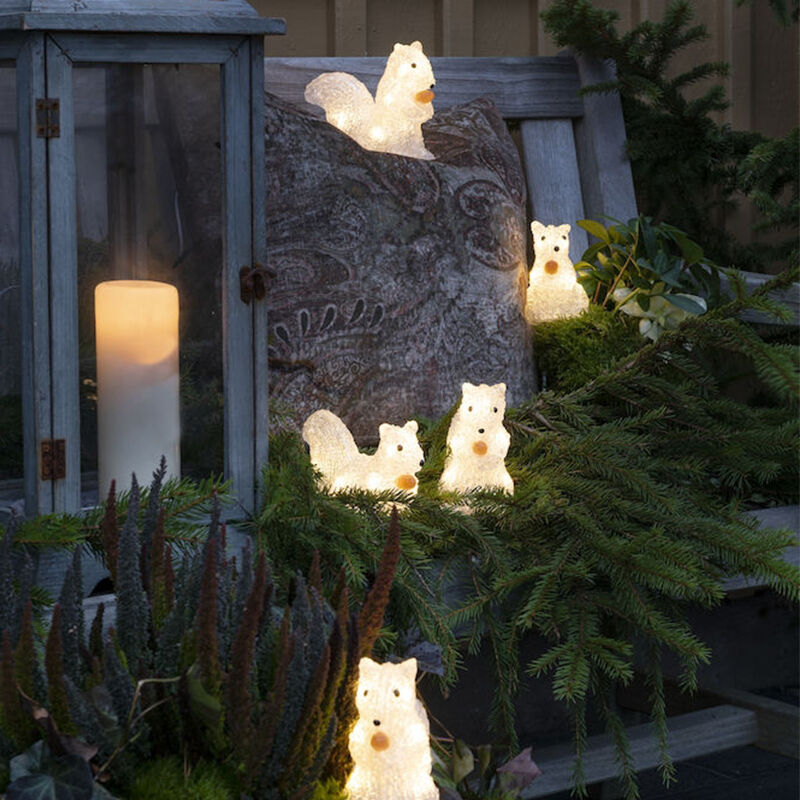 Écureuils LED, motifs de Noël 3D - Lot de 5, pour une utilisation intérieure et extérieure