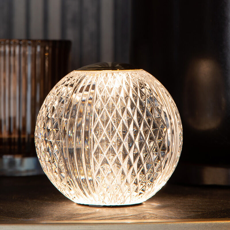 Lampe de table moderne transparente, Cintra, 2W, 3000K LED, gradable en 3 étapes