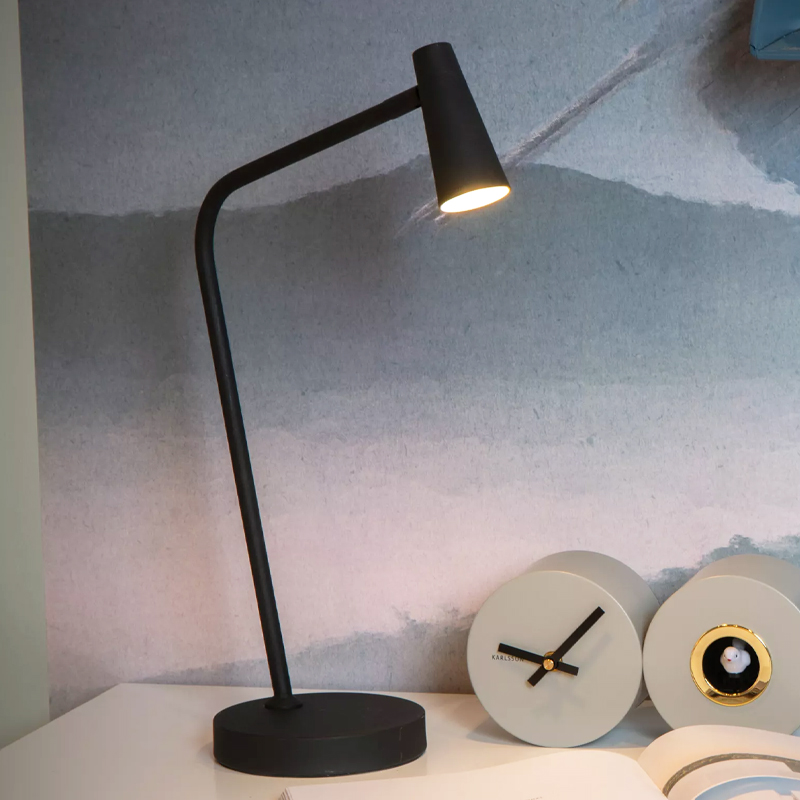 Lampe de table rechargeable moderne noire, Stirling, 3W, 2700K LED, avec variateur tactile