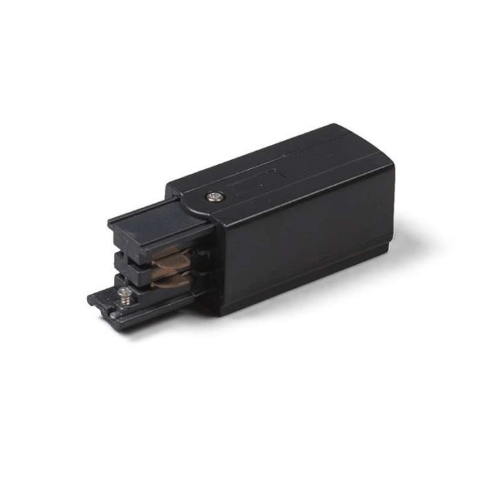 Connecteur d'alimentation pour éclairage sur rail triphasé, droite, noir, Pro