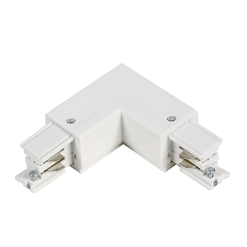 Connecteur intérieur en forme de L pour éclairage sur rail triphasé, blanc, Pro