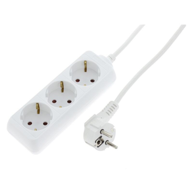 Barrette de prises Exin 3 voies, mise à la terre, 2300w 3 x 1,0 mm, 3 m blanc