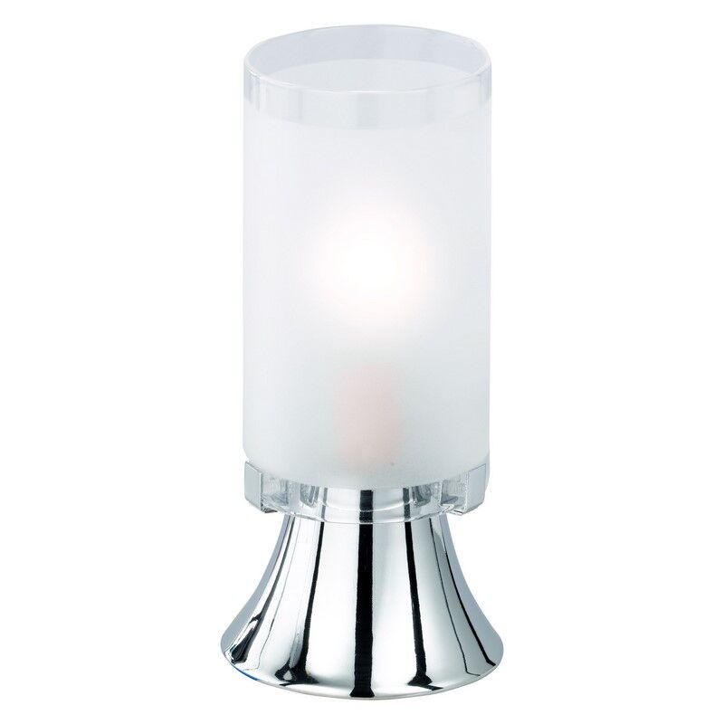 Lampe de table en verre chromée, Leanne, avec interrupteur