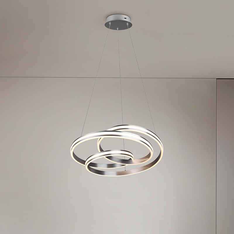 Suspension moderne nickel, Elyse, 60W, couleur réglable LED