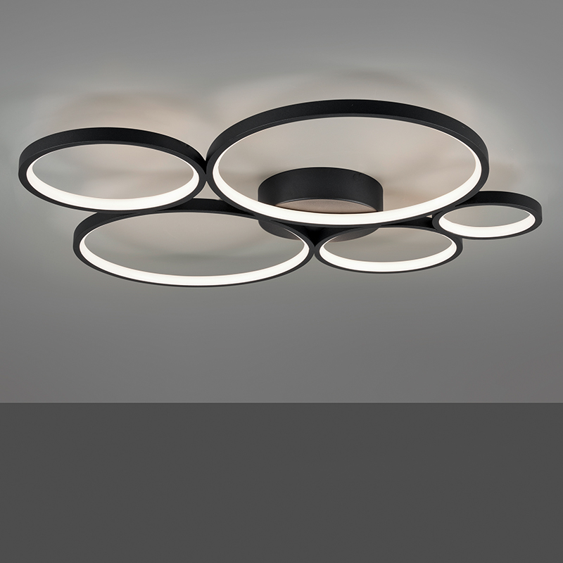 Lampe plafond moderne noire, Robon, 49W, 3000K LED