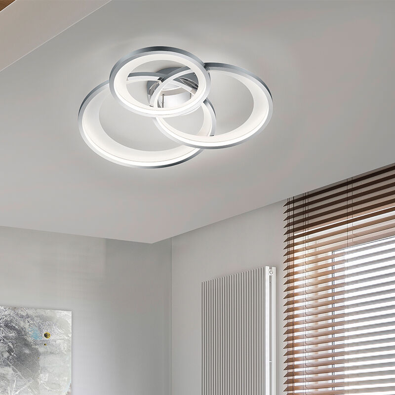 Lampe plafond moderne chromée, Kendi, 36W, 3000K LED