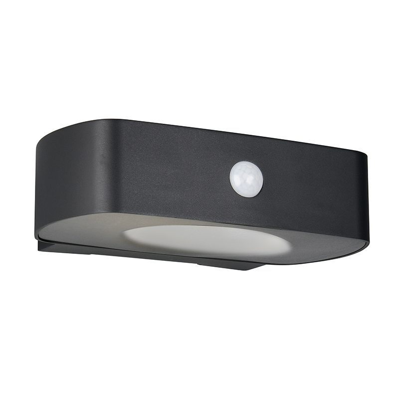 Applique solaire extérieur moderne noire, Pytsje, 6W, 4000K LED, IP44, avec interrupteur