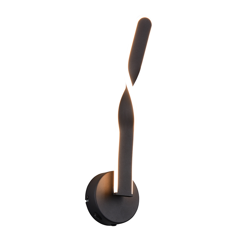Applique murale design noire, Quirinus, 11W, 4000K LED, avec interrupteur