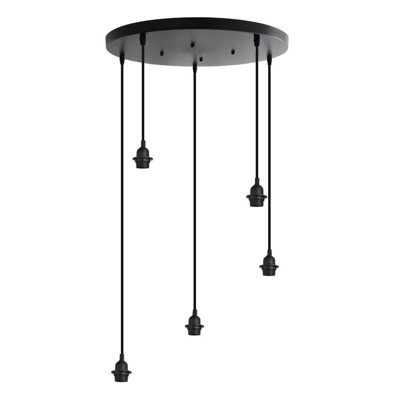 Suspension sans abat-jour noire en aluminium, Rika