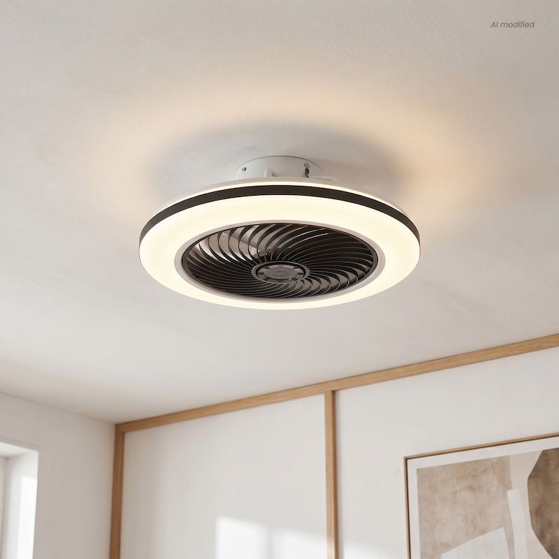 Ventilateur de plafond noir moderne, Hale, 40W, 3000K LED, avec télécommande