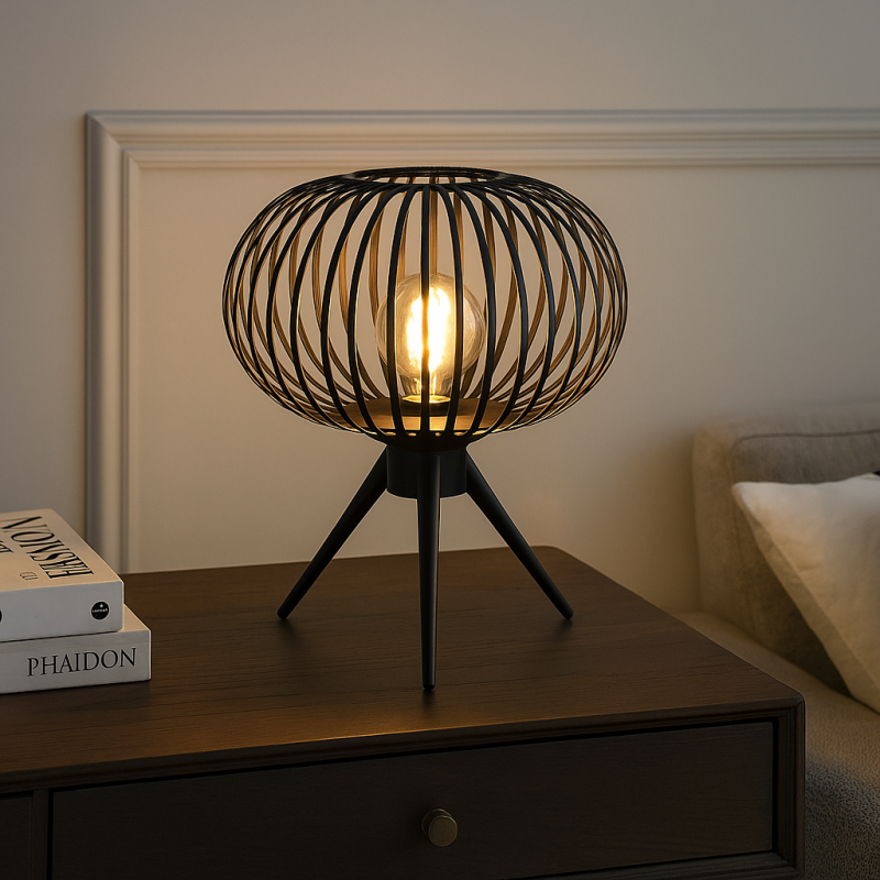Lampe de table noire industrielle, Lieve, avec interrupteur
