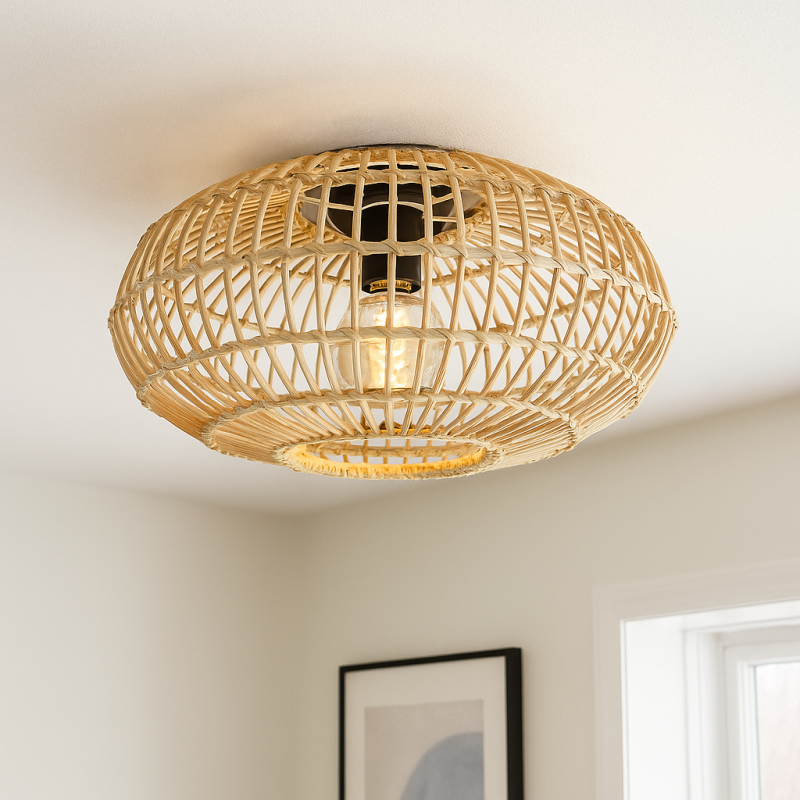 Lampe plafond marronne rustique, Emilio