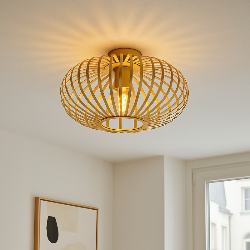 Lampe plafond dorée industrielle, Lieve