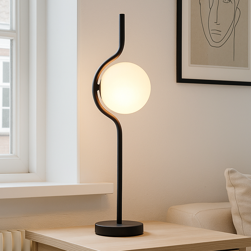 Lampe de table noire moderne, Merel, avec interrupteur Lampe de table noire moderne, Merel, avec interrupteur