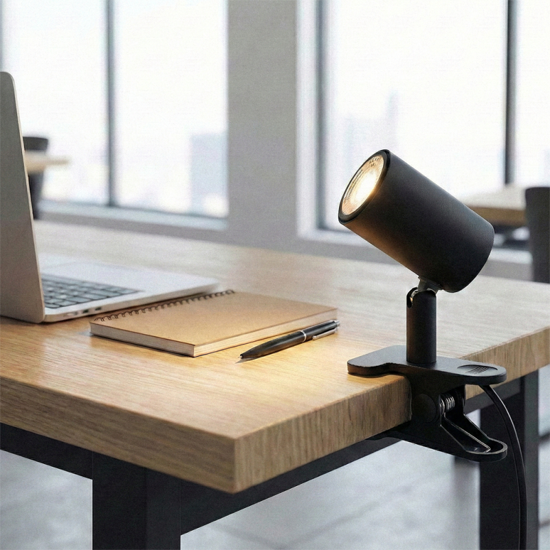 Spot à pince noir moderne, Elena, avec interrupteur