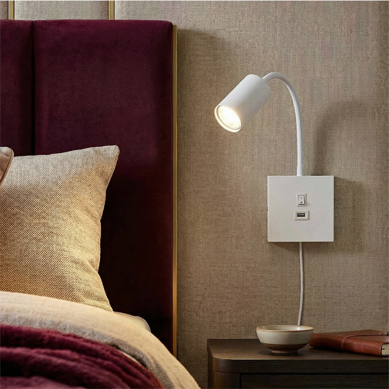 Spot mural blanc moderne, Tibor, avec interrupteur