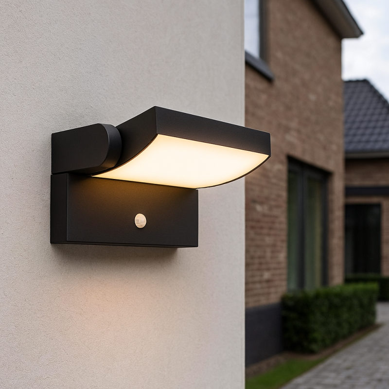 Applique extérieur avec détecteur de mouvement noire moderne, Alet, 12,5W, 3000K LED, IP54