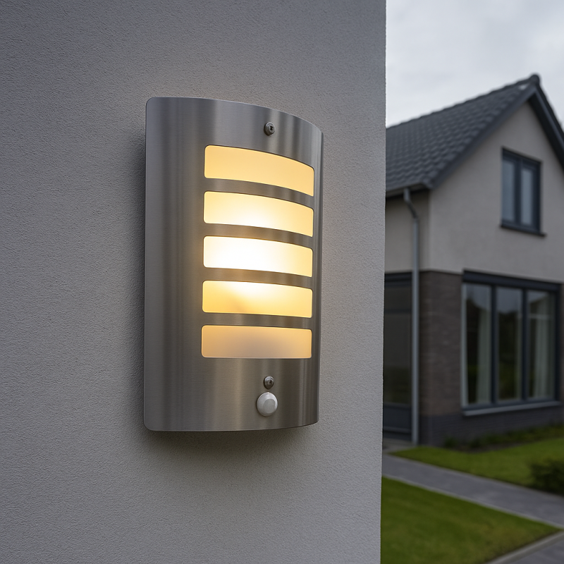 Applique extérieur avec détecteur de mouvement argentée moderne, Manuel, IP44