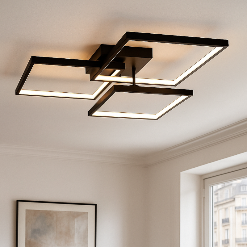 Plafonnier noir moderne, Giorgio, 38W, 2700K LED