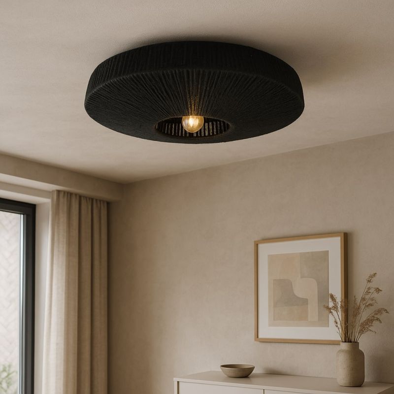 Plafonnier noir rustique, Sanny