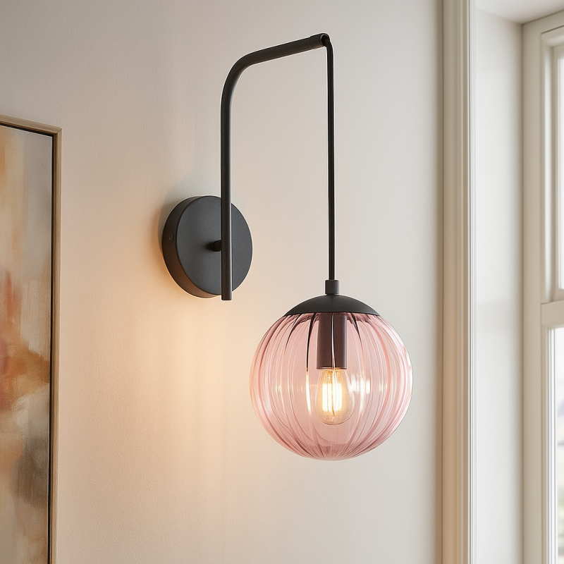 Applique murale rose rétro, Rifka, avec interrupteur Applique murale rose rétro, Rifka, avec interrupteur