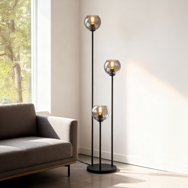 Lampadaire gris design, Giada, avec interrupteur Lampadaire gris design, Giada, avec interrupteur